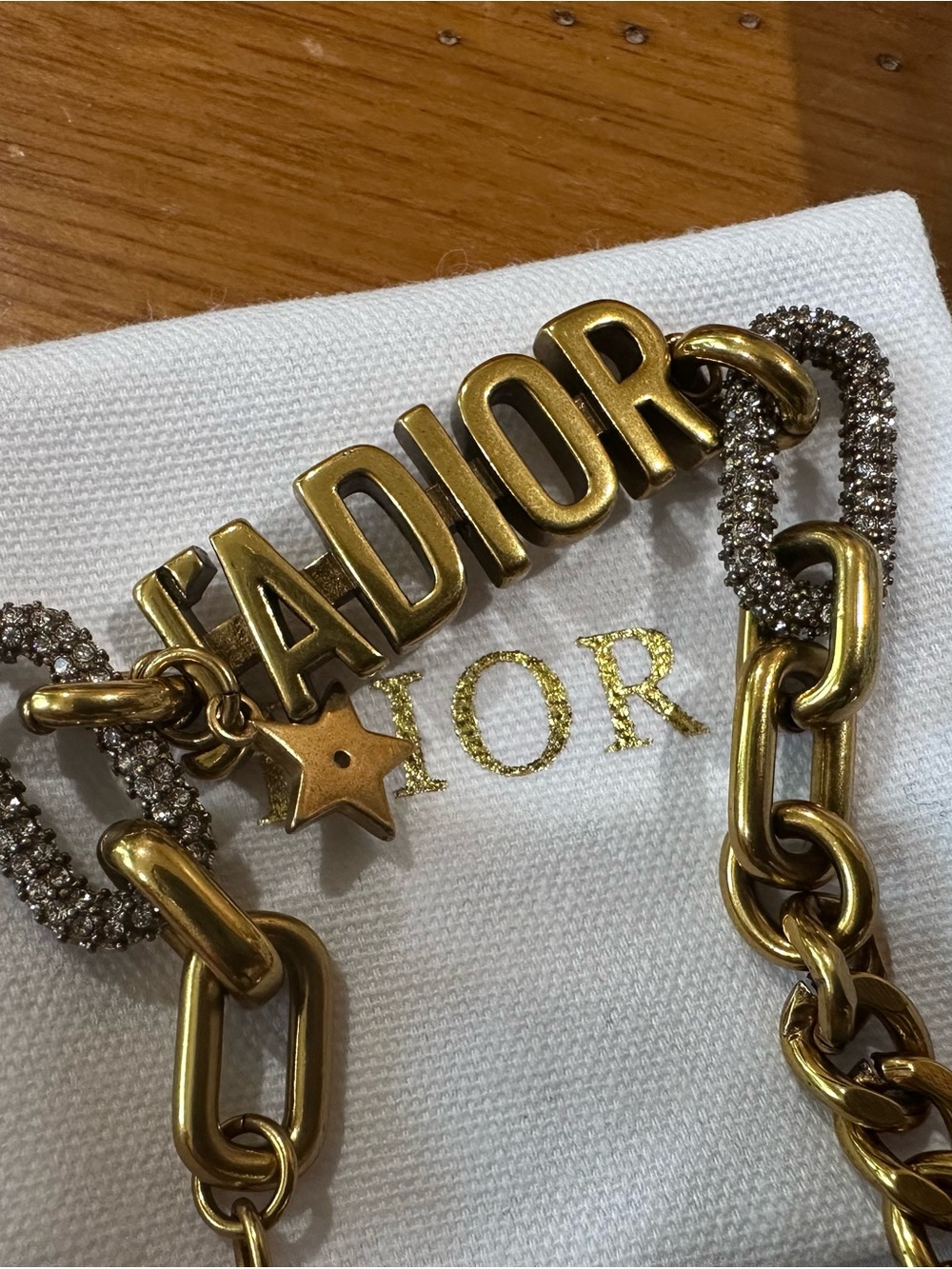 Authentic Christian Dior J'Adior Bracelet Aged Gold Tone Crystal Star Charm - Picture 4 of 7